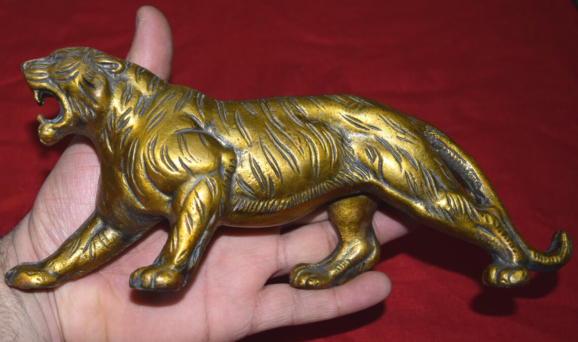Brass Jaguar Tiger Statue Big Wild Shape Showpiece or Table Etsy