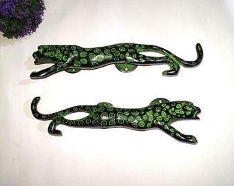 11" Inches Leopard Door Pull Round Base | Brass Tiger Shape Door Handle Pair | Total Weight: 1020 x 2 = 2040 Grams Approx OGL