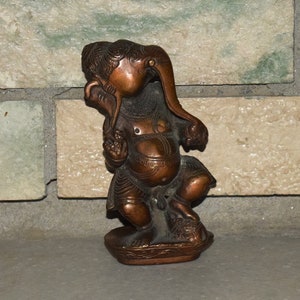 Classy Vintage Lord Vinayaka Sculpture | Red Brass Elephant Ganesha Statue | Rare Good Luck Gift for New Beginnings