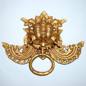 Brass Ancient Creature Yali Mouth Doorbell | Animal Face Part Leogryph Mythology Door Knocker