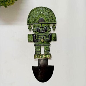 Peru Tumi Deity Wall Art Decor | Brass Good Luck Symbol Office Wall Hanging KWB