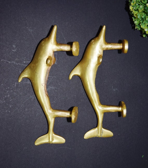 Handmade 1 Piece Brass Golden Fish Door Drawer Handles Vintage Handcrafted  Design Dresser Cabinet Pulls 