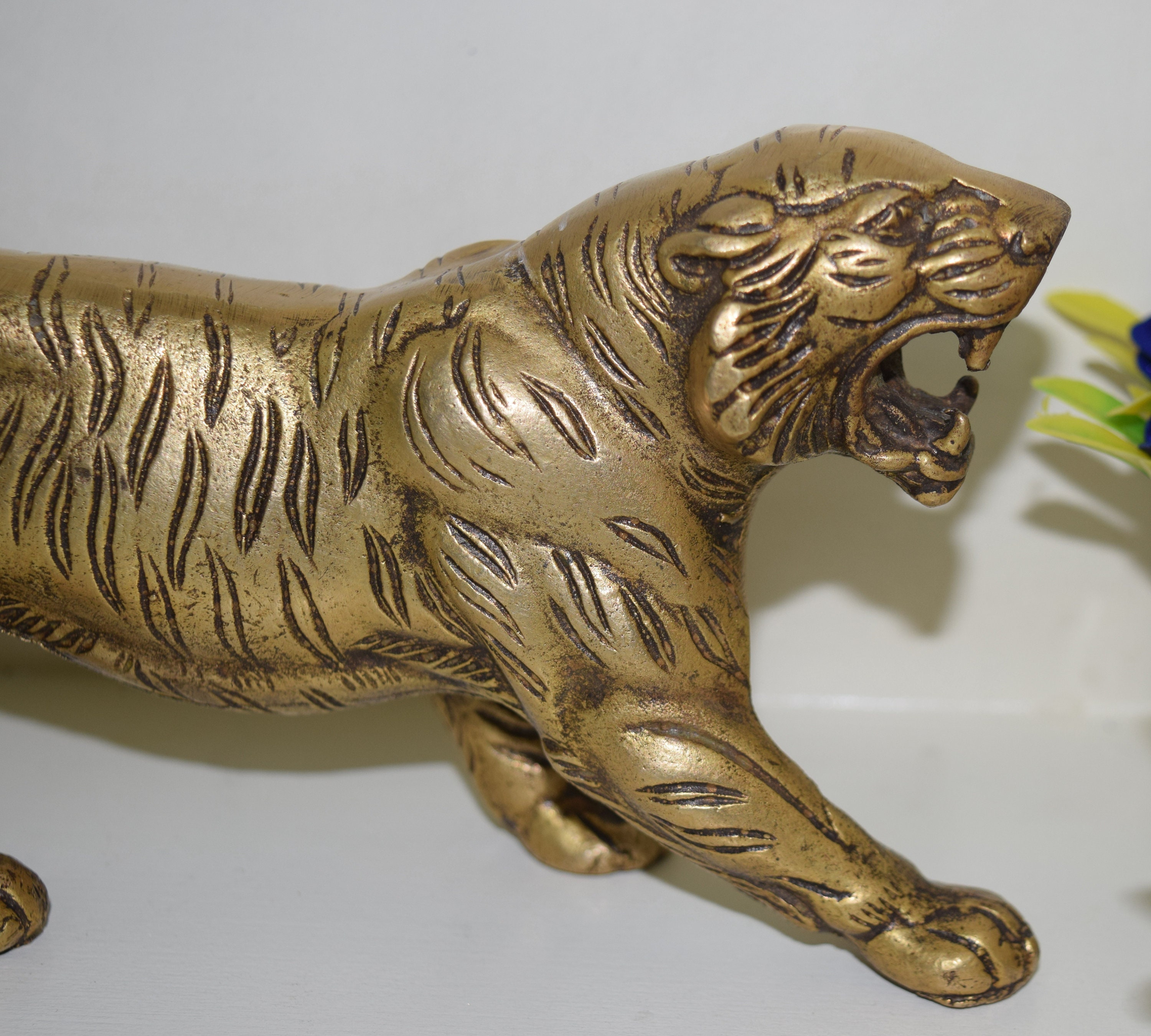 Siberian Tiger Statue Brass Wild Big Cat Shape Showpiece Etsy Australia