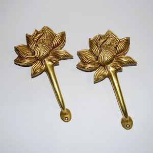 Asian Lotus Figurine Sacred Brass Door Pull | Blooming Flower Mandala Art Door Handles
