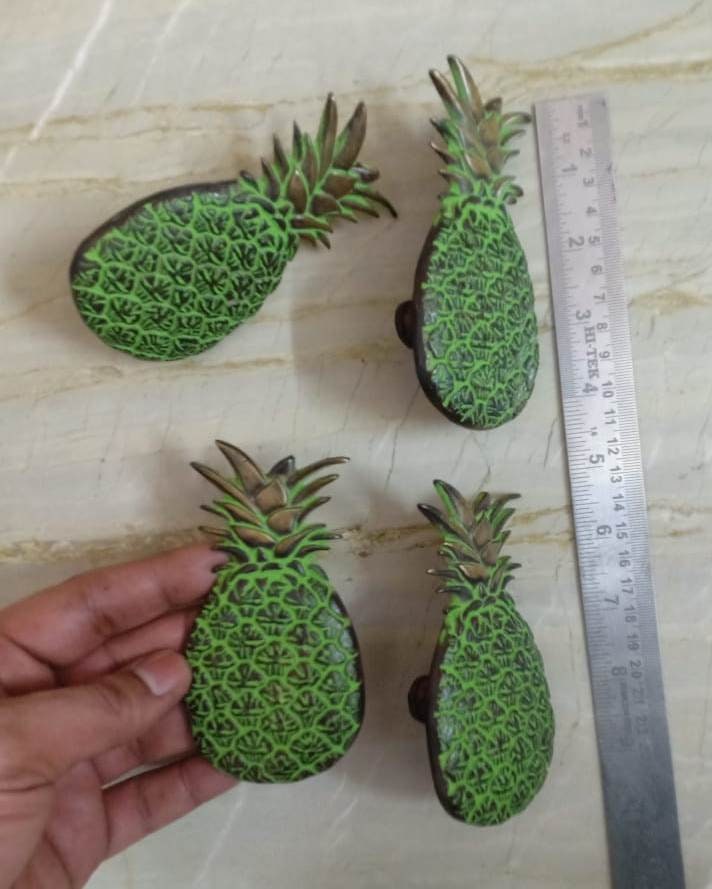 Lawnoval Ananas Türknäufe - Massiv Messing Antik-Bronze