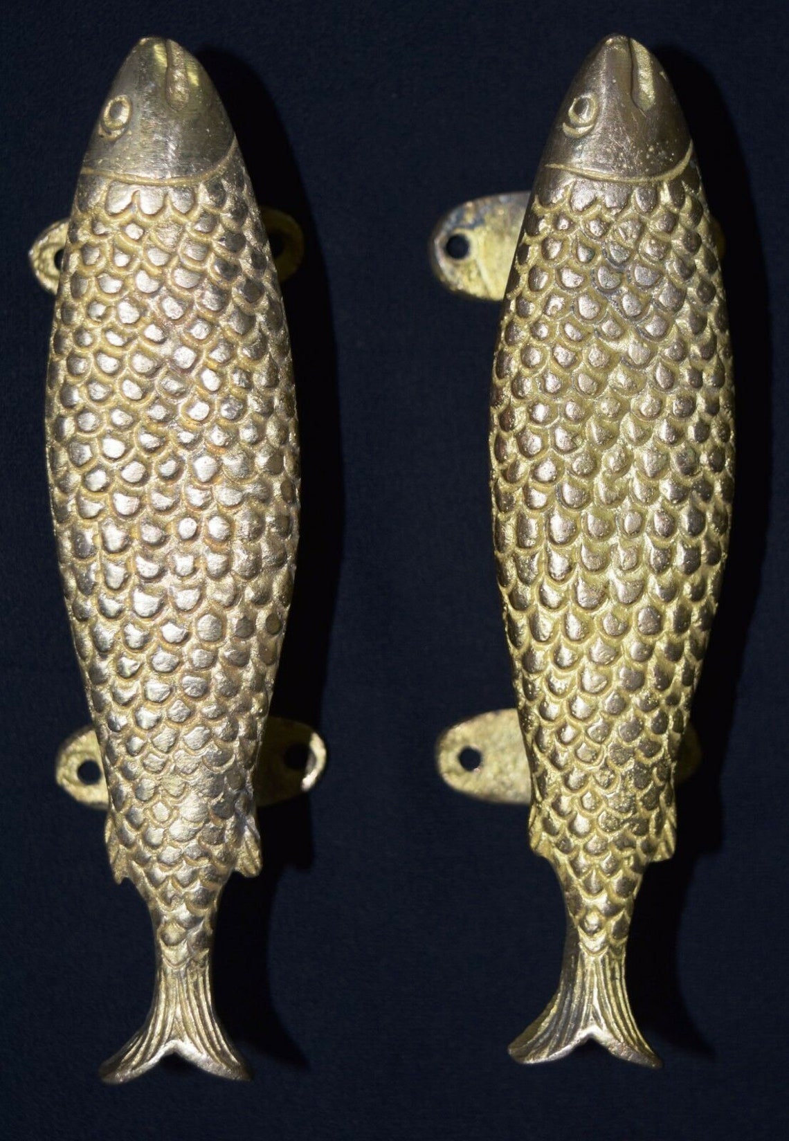 Fish Door Handle Pair | Brass Gateway Door Hardware - Etsy