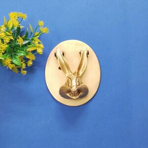 Rabbit Face Sculpture Brass Doorbell Ring | Hand Carved Bunny Knocker Front Door Finishing Unique Gift Decor OGL