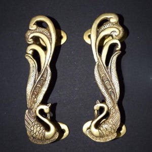 18 '' Zoll Pfau Türgriff Paar mit schwerer Basis | Messing Pfau Türgriff