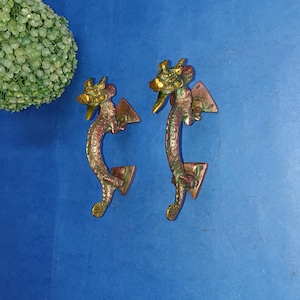 Dragon Pull | Brass Mythical Creature Art | Window Wardrobe Hardware Handle