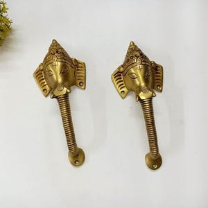 Lord Ganpati Design Door Pull Set | Brass Elephant Animal Door Handle Pair Office Door Hardware OGL2