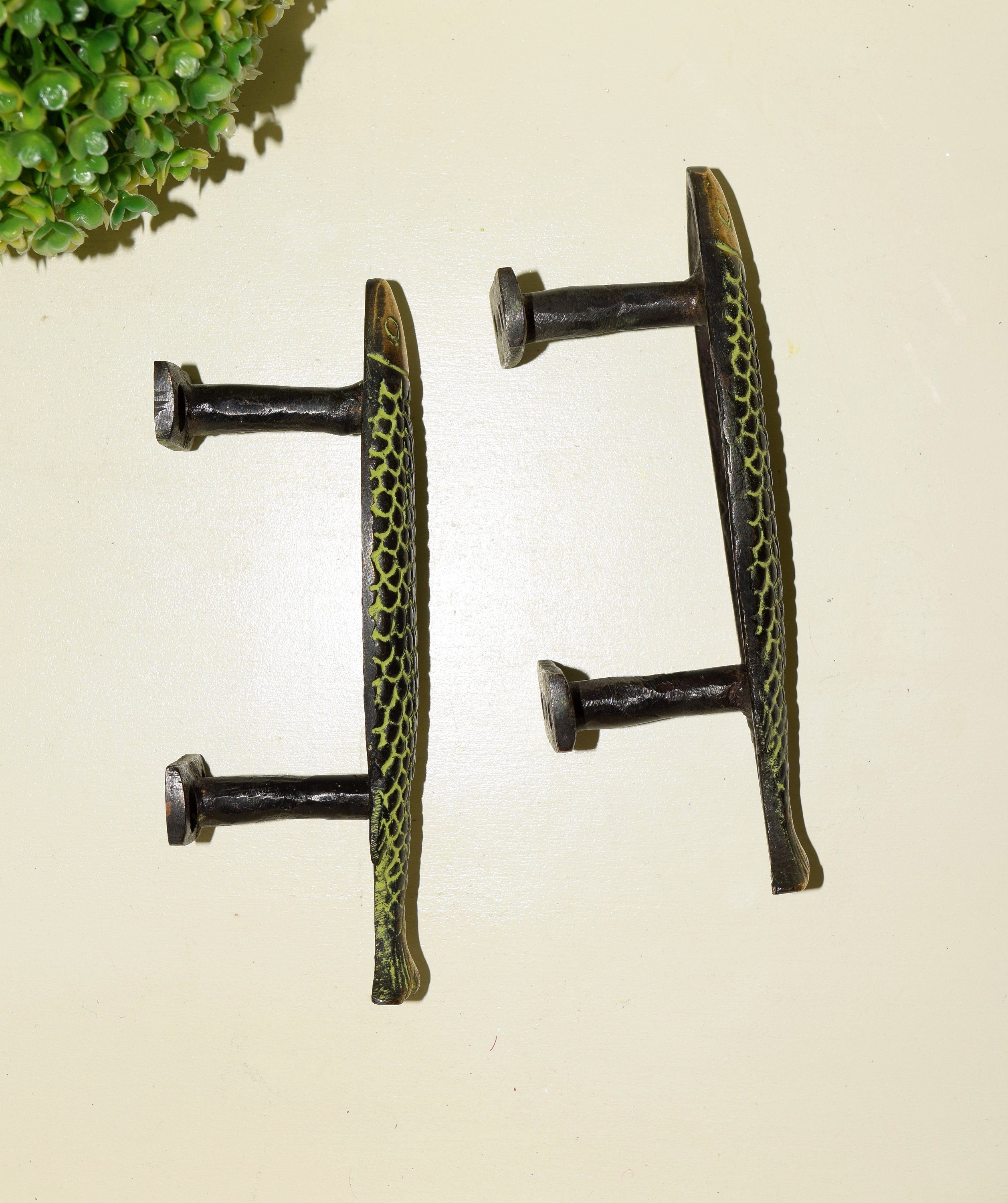 Nautical Fish Door Handle Pair Brass Door Accessories Made Etsy
