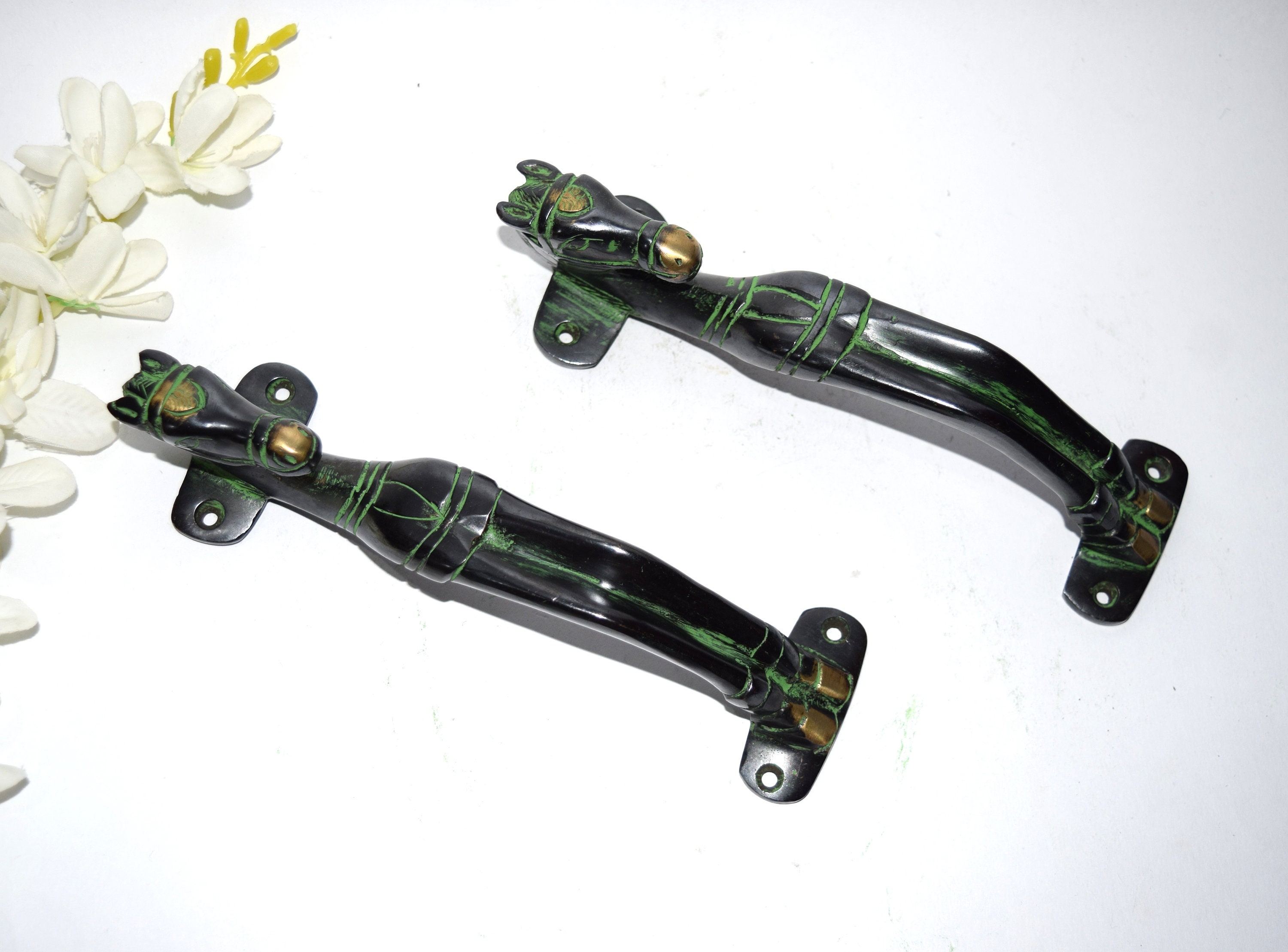 8 Inches Horse Door Handle Brass Royal Horse Theme Etsy