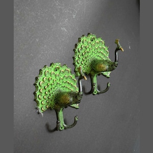 Brass Peacock Hook (Set of 02 Pieces) | Kitchen Wall Mounted Hook | Bathroom Towel Hanger | Weight: 600 x 2  = 1200 Grams Approx.