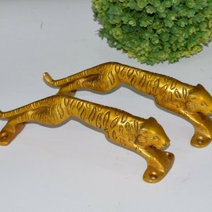 Tiger Door Handle | Brass Jaguar Door Pull | Animal Theme