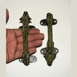 Aesthetic Tribal Nandi Figurine Brass Handles | Funky Styled Bull Sacred Door Puller | Rustic Farmhouse Cottage Window Fittings