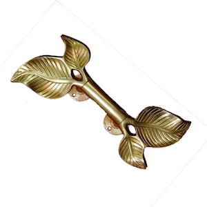 Brass Leaf Door Pull | 12&#39;&#39; Inches Double Leaf Shape Handle | Garden Pull