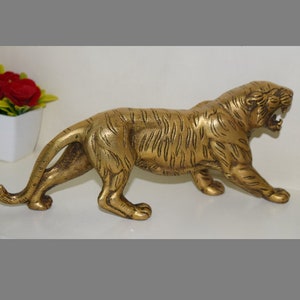 Estátua do Tigre Siberiano | Peça de exibição em forma de gato grande selvagem de latão