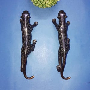 Walking Panther Home Door Handle Pair | Brass Jaguar Big Cat Door Pull Set Hardware OGL