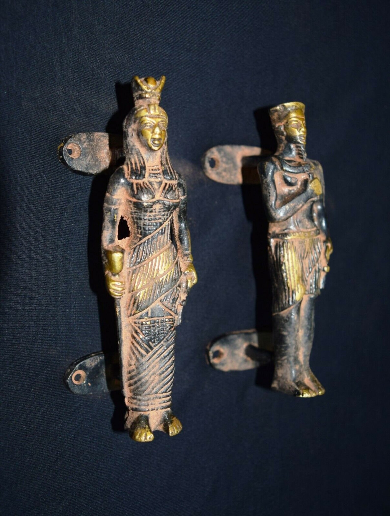 Egyptian Door Handle Brass King Queen Figurine Door Pull Etsy
