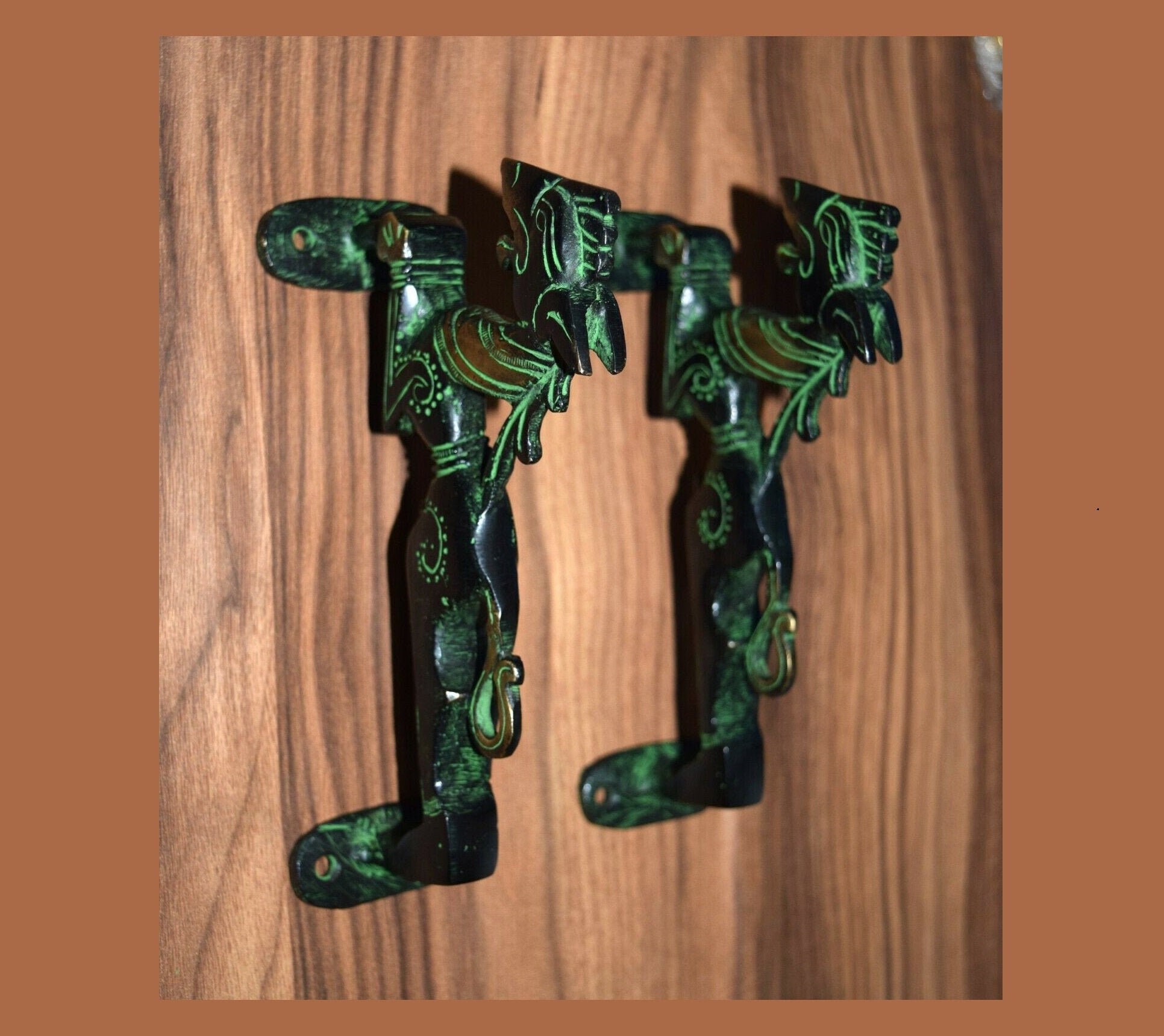 6.5" Inches Filigree Horse Door Handle | Brass Door Accessories