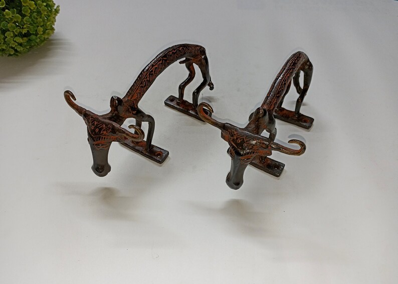 Tribal Ox Bullock Design Door Handle Pair | Brass Unique Design Yak ...