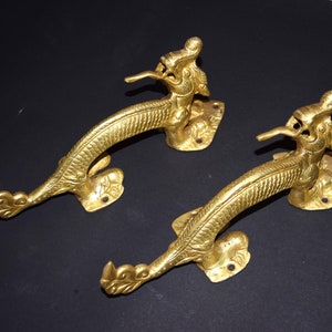 10" Inches Dragon Door Handle | Brass Chinese Loong Dragon Theme Door Pull | Door Accessories