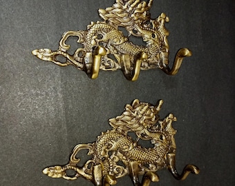 Dragon Shape Cloth Hook Wall Hanging Decor | Lacquered Brass Mythical Creatures Hanger Wall Decor OGL