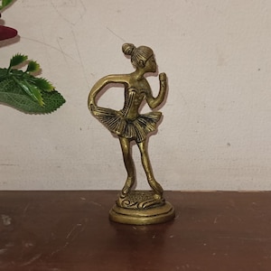 Brass Ballerina Balley Girl Statue Inspired By Edgar Degas | Cute Dancing Ballet Female Royal Model Figure Trophy | Weight- 135 Grams Approx