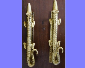 Wild Lizard Door Handle Brass Crocodile Door Pull Door | Etsy