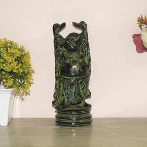 6.5&#39;&#39; Inch Laughing Buddha Statue Free Hands Gesture | Brass Fat Tummy Lovely Happy Man Sculpture | Weight- 1 KG Approx.