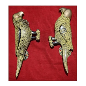 Parrot Door Pull | Brass Male Female Macaw Couple Door Handle
