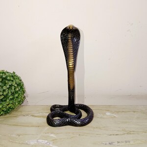 Serpent Theme Sculpture | Brass Cobra Snake Table Statue | Receptionist Table Showpiece OGL