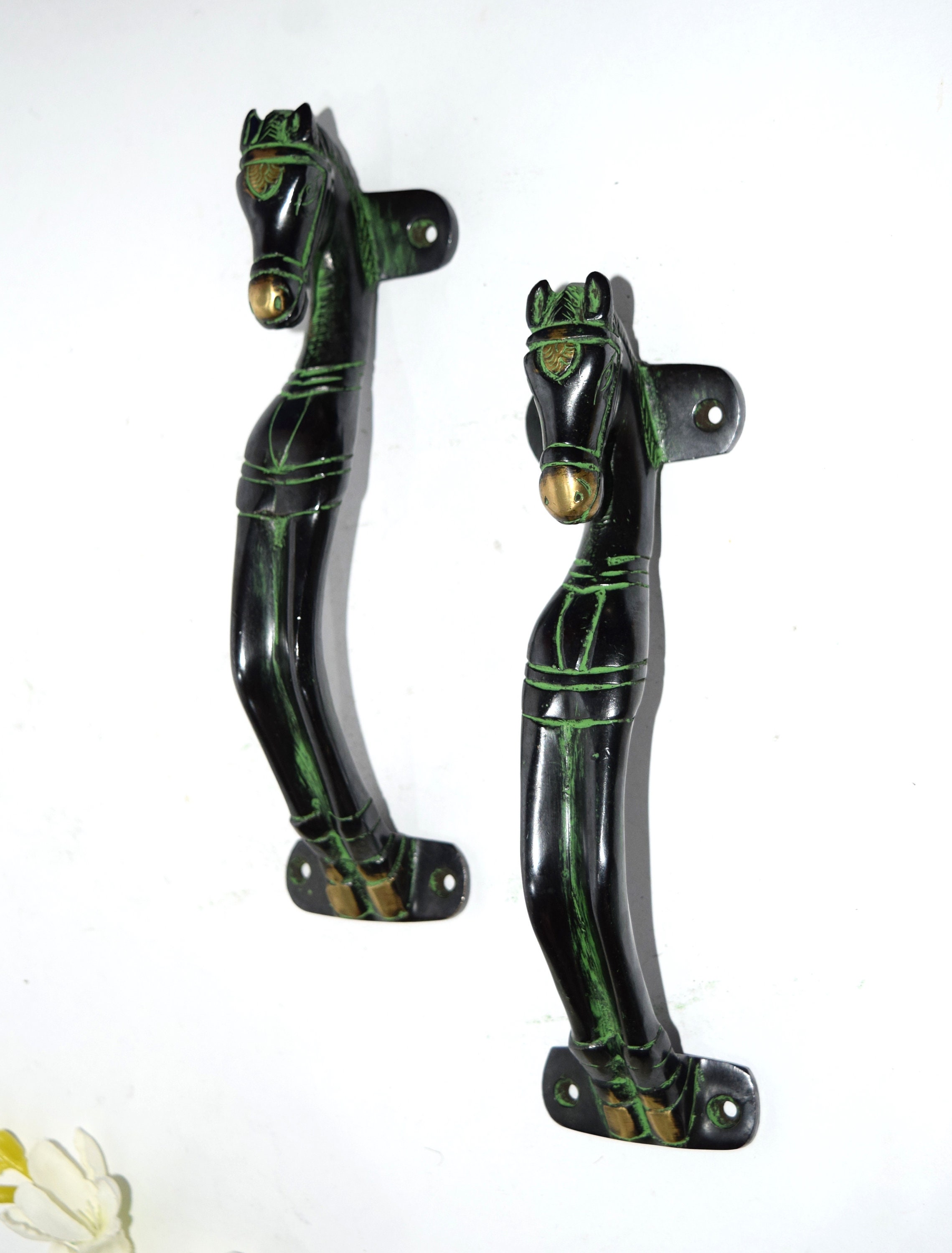 8 Inches Horse Door Handle Brass Royal Horse Theme Etsy