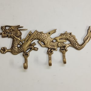 Brass Dragon Wall Hanging Hook | Brass Mythical Creatures Dragon Door Mounted Hanger Key Holder | Entrance Wall Décor Accessories
