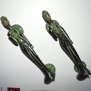 Princess Lady Door Handle Set 10'' Inches Pull | Brass Posing Model Wardrobe Almirah Pull | Total Weight- 635 x 2 = 1270 Grams Approx.