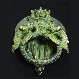 Messing Teufel Gesicht Design Tür glöckchen Ring | Atmender Drache Gravur Türklopfer | Halloween Party Wohndekoration
