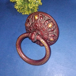 Buddhist Theme Round Door Knocker | Brass Filigree Tibetan Design Entry Door Bell | Weight: 985 Grams Approx