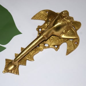 Elephant Headed God Face Knocker | Ganesha Trunk Brass Doorbell Furnish | Auspicious Wedding Spiritual House Gift