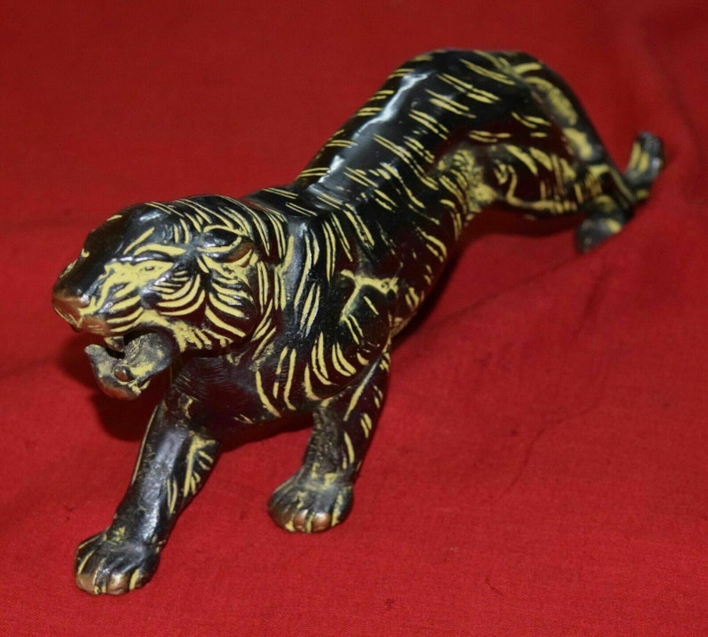 Brass Siberian Tiger Statue Wild Big Cat Shape Table Décor Etsy