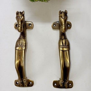 Mare Horse Shape Welcoming Door Pull Set | Lacquered Brass Pony Animal Outdoor Handle Bar | Office Door Hardware KWB