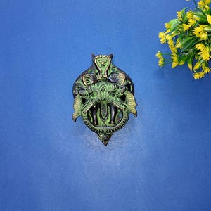 Majestic Yali Knocker With Elephant Engraving | Brass Dragon Door Bell