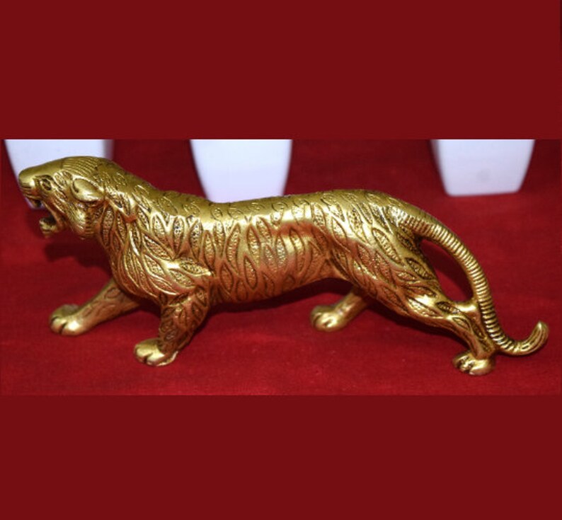 Bengal Tiger Statue Brass Malayan Tiger Figurine Statue Etsy