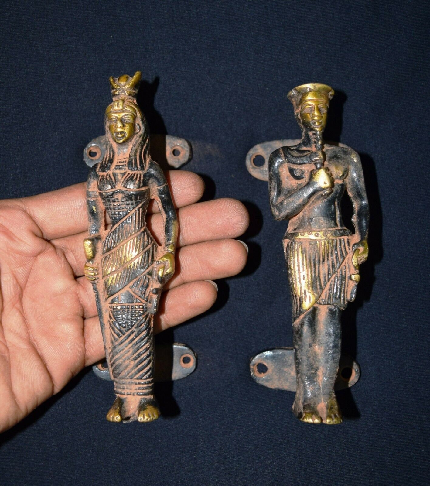 Egyptian Door Handle Brass King Queen Figurine Door Pull Etsy