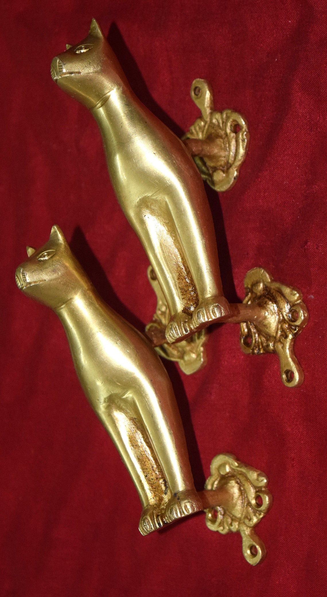 Brass Cat Door Handle Handmade Cat Shape Almirah Door Pull Etsy