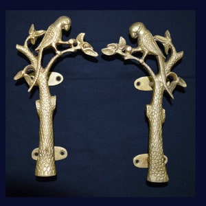 8&quot; Inches Parrot on Tree Design Door Handle | Brass Handicraft Modern Door Accessories