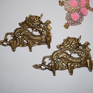 China Dragon Snake Majestic Wall Hook | Fengshui Mythical Creature Towel Hanger | Set of 02 Pieces