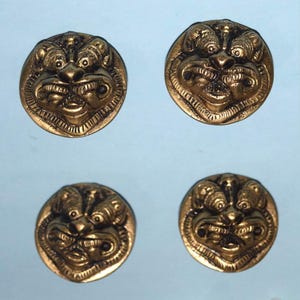 Mythical Yali Face Door Knob | Brass Lion Mouth Drawer Pull | Set of 04 Pieces