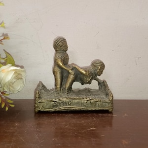 Tribal Design Love Couple Statue Honeymoon Theme Gift Showpiece | Brass Male and Female Love Attractive Art Sculpture