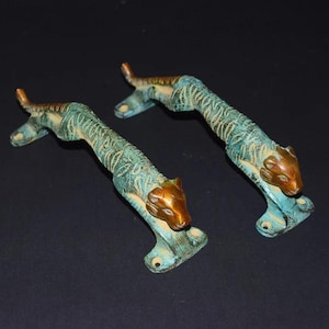 Tiger Design Haustüraufzieher | Messing Jaguar Möbelgriffe 1er Paar KWB022