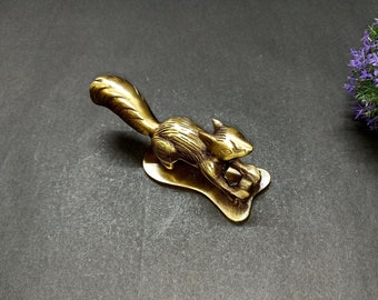 Squirrel Shape Front Door Bell Hardware | Lacquered Brass Chipmunks Design Door Knocker Home Decor KWB